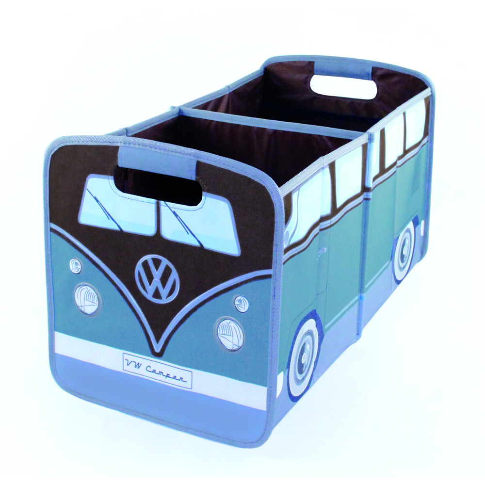 Official VW Camper Van Foldable Storage Box / Car Boot Organiser - Blue - Auto  Regalia