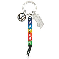 Official VW Camper Van Metal Keyring with coloured cube charm