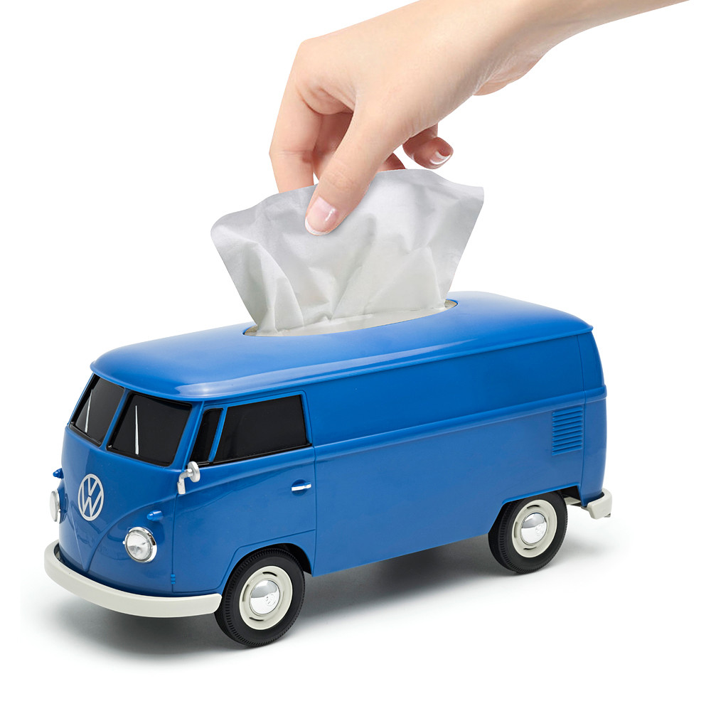 Official VW Camper Van Plastic Tissue Box Holder - Blue - Auto Regalia