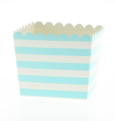 Scallop Favor / Treat Box, Blue Stripes
