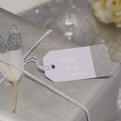 Gift Tags, Silver with White