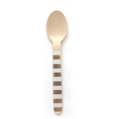 Wooden Cutlery, Gold Foil Stripe Spoons