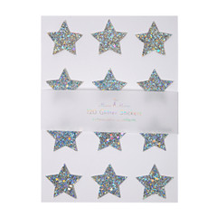 Stickers, Chunky Silver Glitter Star 