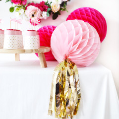 Honeycomb Ball, Pink w/ Tassel 