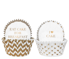 Cupcake Liners, White & Gold