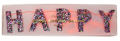 Happy Birthday Banner, Mini, Colored Glitter 