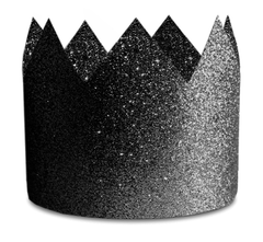 Crown Party Hats, Black Glitter