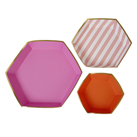 Toot Sweet Pink Stripe Platter Set