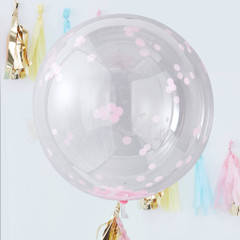 Clear Orb Balloons, Pink Confetti, Large