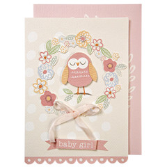 Greeting Card, Floral with Owl, Baby Girl