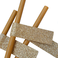 Ochre Straws with Sparkling Gold Sticker Flags