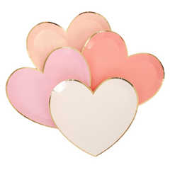 Pink Tone Heart Plates, Large