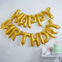 Inflatable Gold Foil Happy Birthday Banner