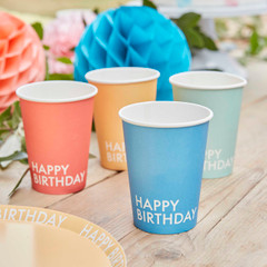 Brights Happy Birthday Cups