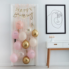 Pink & Gold Balloon Happy Birthday Door Kit