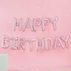 Matte Pink Happy Birthday Balloon Banner 
