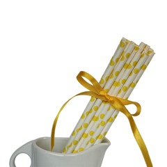 Paper Straws, Lemon Yellow Polka Dots