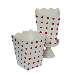 Popcorn Box, White with Red Polka Dots