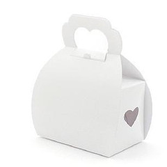 Bakery Box with Heart Handle, White