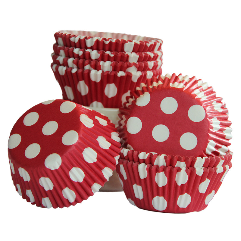 red and white polka dot cupcake liners