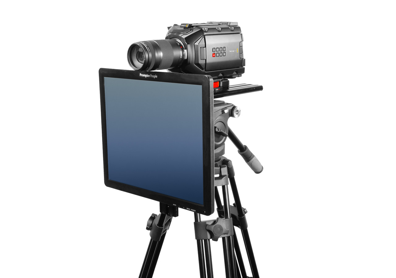 Undercamera 17 Teleprompter - PrompterPeople with Freesoftware - Side Angled