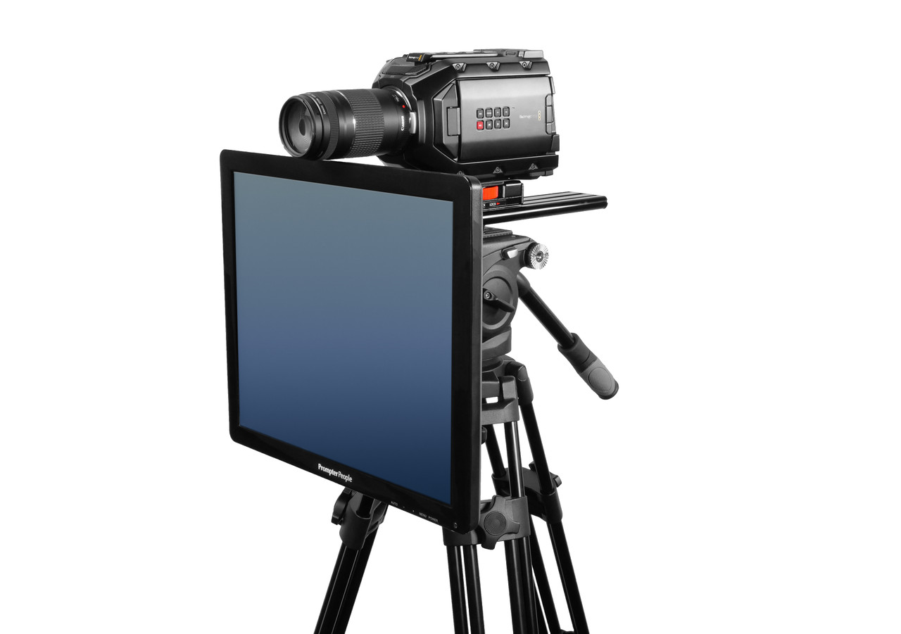 Undercamera 19 Teleprompter - PrompterPeople with Freesoftware - Side Angled