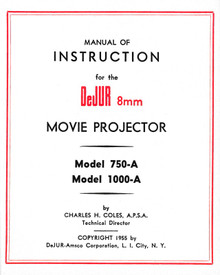 DeJUR Model 750-A and Model 1000-A 8mm Movie Projector Instruction Manual - Free Download