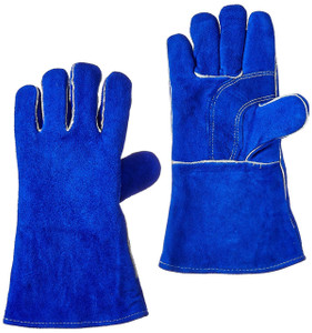 (2 Pack)US Forge 400 Welding Gloves Lined Leather, Blue - 14"