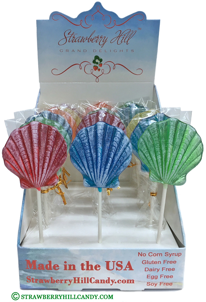 Jumbo Seashell Lollipop Strawberry Hill Candy