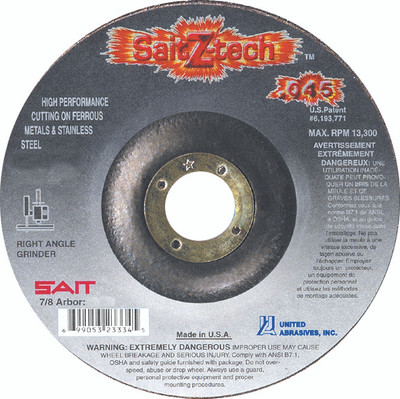 5" x .045" x 7/8" Z60S T27 Cut-Off Wheel | Sait Z-Tech 23335