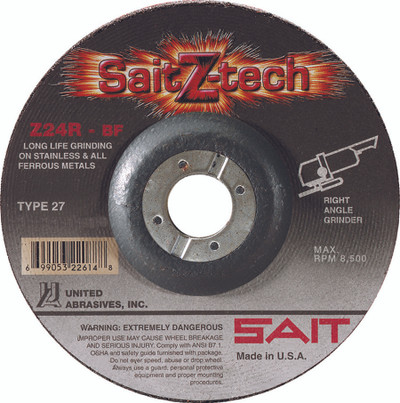 4" x 1/4" x 5/8" Z24R T27 Grinding Wheel | Sait Z-Tech 22599
