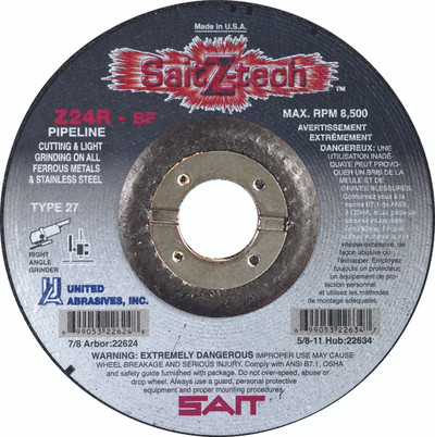 5" x 1/8" x 7/8" Z24R T27 Pipeline Wheel | Sait Z-Tech 22622