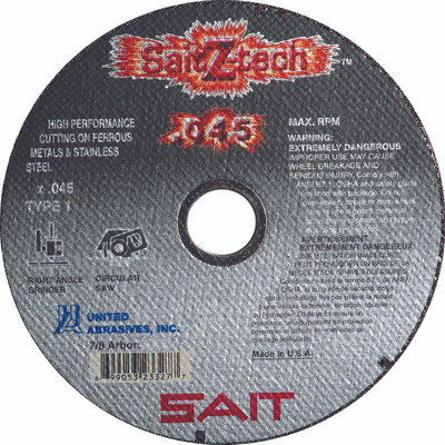 5" x .045" x 7/8" Z60S T1 Cut-Off Wheel | Sait Z-Tech 23325
