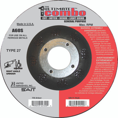 5" x .095" x 7/8" A60S T27 Combo Wheel | Sait 22325