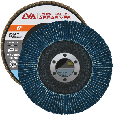 6" x 7/8" Zirconia Flap Disc Type 27 Flat | 40 Grit T27 | LVA CFFAS60S040ZX