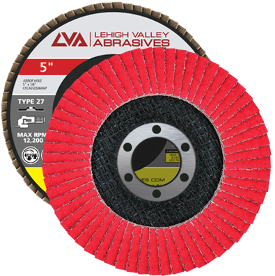 5" x 7/8" Ceramic Flap Disc Type 27 Flat | 60 Grit T27 | LVA CFFAS50S060CP