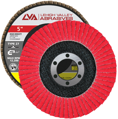 5" x 7/8" Ceramic High Density Flap Disc Type 27 Flat | 80 Grit T27 | LVA CFFAS50J080CP