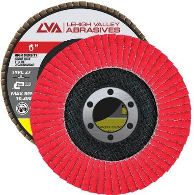 6" x 7/8" Ceramic High Density Flap Disc Type 27 Flat | 80 Grit T27 | LVA CFFAS60J080CP