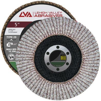 5" x 7/8" Flap Disc for Aluminum Type 29 Conical | 40 Grit T29 | LVA CFCAS50S040AP