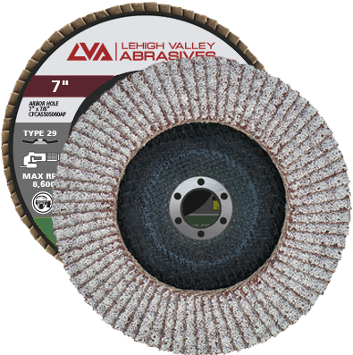 7" x 7/8" Flap Disc for Aluminum Type 29 Conical | 40 Grit T29 | LVA CFCAS70S040AP