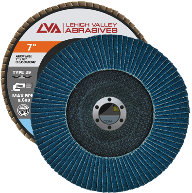 7" x 7/8" Zirconia Flap Disc Type 29 Conical | 120 Grit T29 | LVA CFCAS70S120ZC