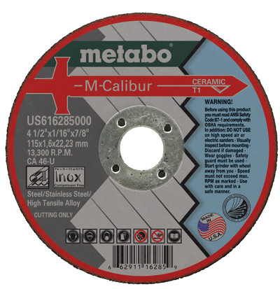 4.5" x 1/16" x 7/8" CA46U T1 Cut-Off Wheel | Metabo M-Calibur Slicer US616285000