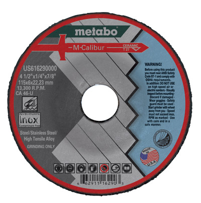 4.5" x 1/4" x 7/8" CA46U T27 Grinding Wheel | Metabo M-Calibur US616290000