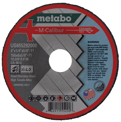 6" x 1/4" x 5/8"-11 CA46U T27 Grinding Wheel | Metabo M-Calibur US655292000