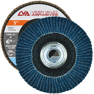 5" x 5/8"-11 Threaded Zirconia Flap Disc Type 27 Flat | 24 Grit T27 | LVA CFFAS50S024ZX