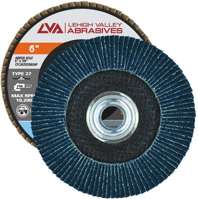 6" x 5/8"-11 Threaded Zirconia Flap Disc Type 27 Flat | 36 Grit T27 | LVA CFFAS60S036ZX