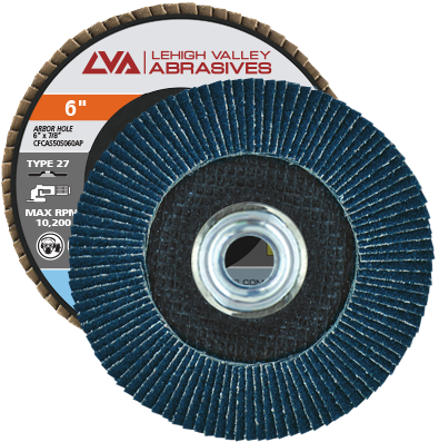 6" x 5/8"-11 Threaded Zirconia Flap Disc Type 27 Flat | 36 Grit T27 | LVA CFFAS60S036ZX