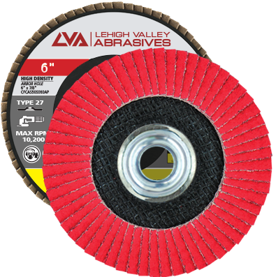 6" x 5/8"-11 Threaded Ceramic High Density Flap Disc Type 27 Flat | 60 Grit T27 | LVA CFFAS60J060CP