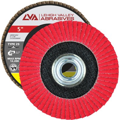 5" x 5/8"-11 Threaded Ceramic Flap Disc Type 29 Conical | 80 Grit T29 | LVA CFCAS50S080CP