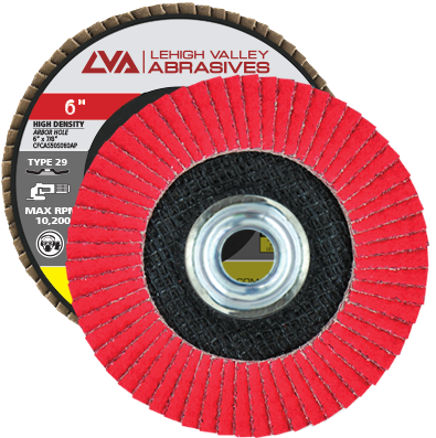 6" x 5/8"-11 Threaded Ceramic High Density Flap Disc Conical | 40 Grit T29 | LVA CFCAS60J040CP